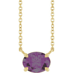 14K Yellow Gold Lab-Grown Alexandrite 18" Necklace