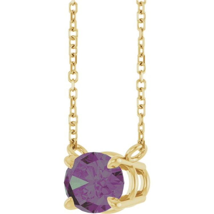 14K Yellow Gold Lab-Grown Alexandrite 18" Necklace