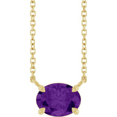 14K Yellow Gold Natural Amethyst 18" Necklace