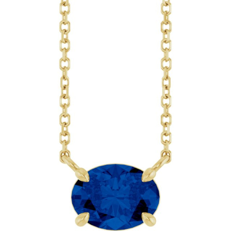 14K Yellow Gold Natural Blue Sapphire 18" Necklace