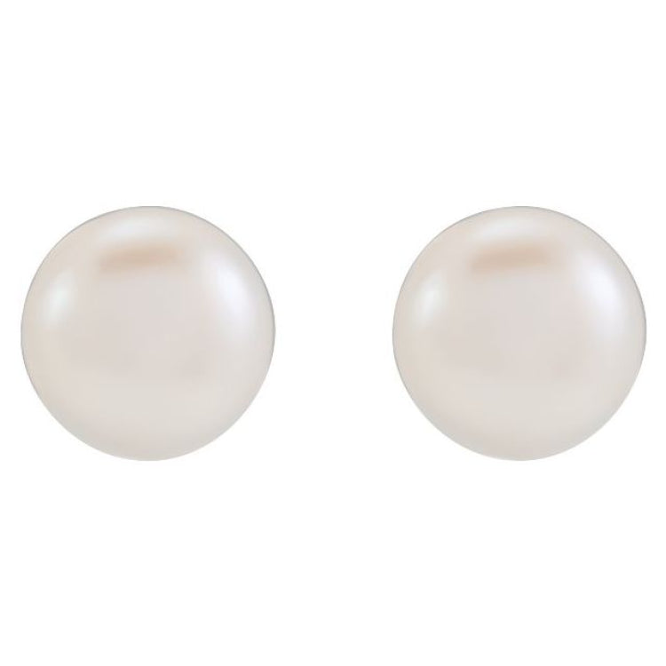 Sterling Silver 3.5-4 mm Cultured White Freshwater Button Pearl Earrings