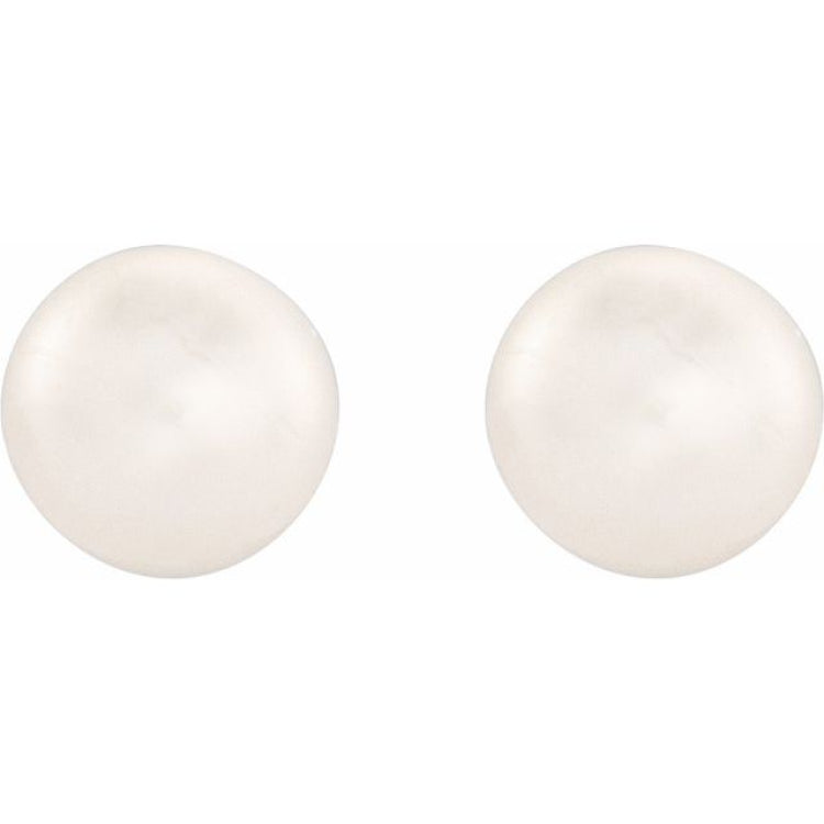 14K Yellow Gold 4-4.5 mm Cultured White Freshwater Button Pearl Earrings