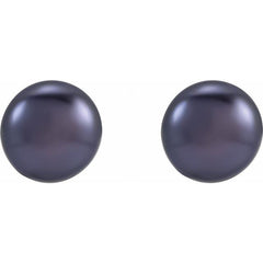 Sterling Silver 3.5-4 mm Cultured Black Freshwater Button Pearl Earrings
