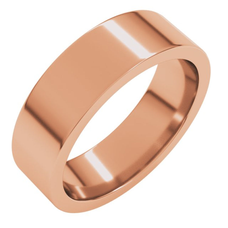 14K Rose Gold 6 mm Comfort-Fit Flat Band Size 8