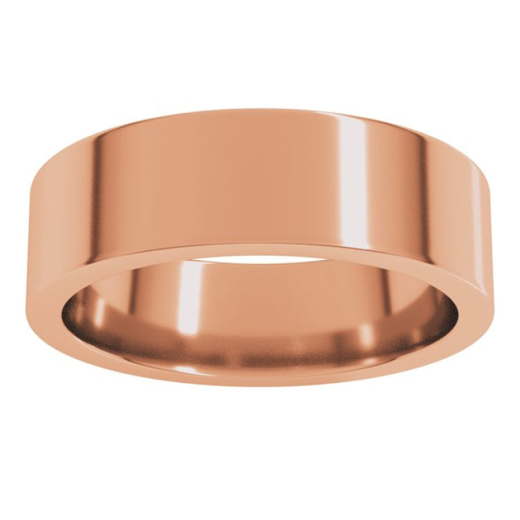14K Rose Gold 6 mm Comfort-Fit Flat Band Size 8