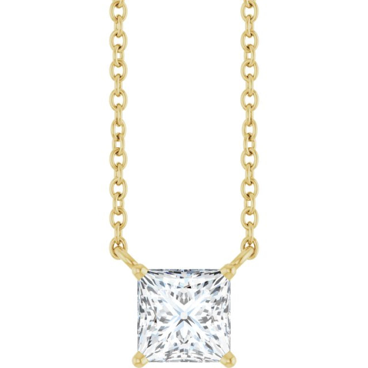 14K Yellow Gold 3/4 CT Lab-Grown Diamond Solitaire 18 " Necklace