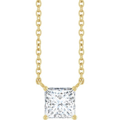 14K Yellow Gold 3/4 CT Lab-Grown Diamond Solitaire 18 " Necklace
