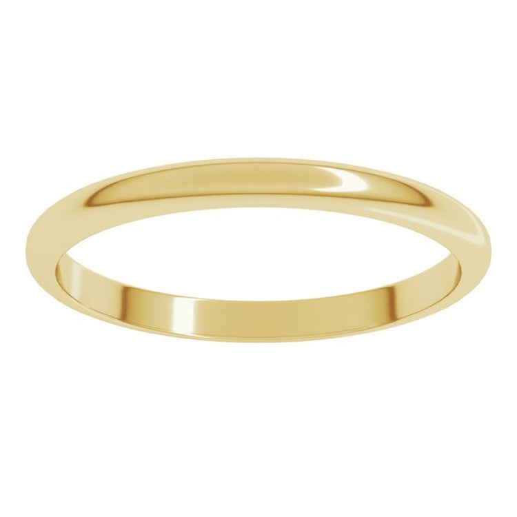 10K Yellow Gold 2 mm Half Round Band Size 6