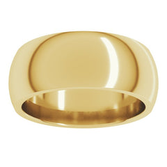 14K Yellow Gold 8 mm Comfort-Fit Half Round Band Size 11