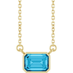 14K Yellow Gold Natural Aquamarine 18" Necklace
