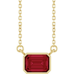 14K Yellow Gold Lab-Grown Ruby 18" Necklace