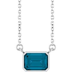 Platinum Natural London Blue Topaz 18" Necklace