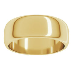 14K Yellow Gold 7 mm Half Round Band Size 10