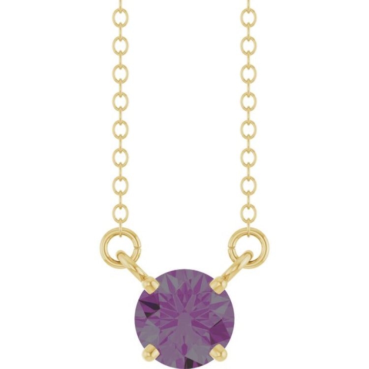 14K Yellow Gold Lab-Grown Alexandrite Solitaire 18" Necklace