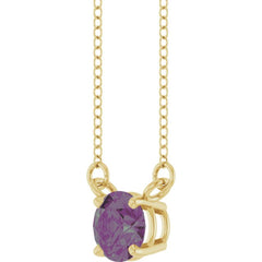 14K Yellow Gold Lab-Grown Alexandrite Solitaire 18" Necklace