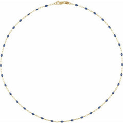 14K Yellow Gold-Filled 1.6 mm Blue Enamel Bead Paperclip-Style 16" Chain