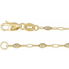 14K Yellow Gold-Filled 1.6 mm Multi-Color Enamel Bead Paperclip-Style 16" Chain