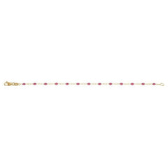 14K Yellow Gold-Filled 1.6 mm Pink Enamel Bead Paperclip-Style 7" Chain