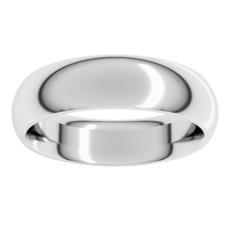 14K White Gold 5.5 mm Comfort-Fit Half Round Band Size 10