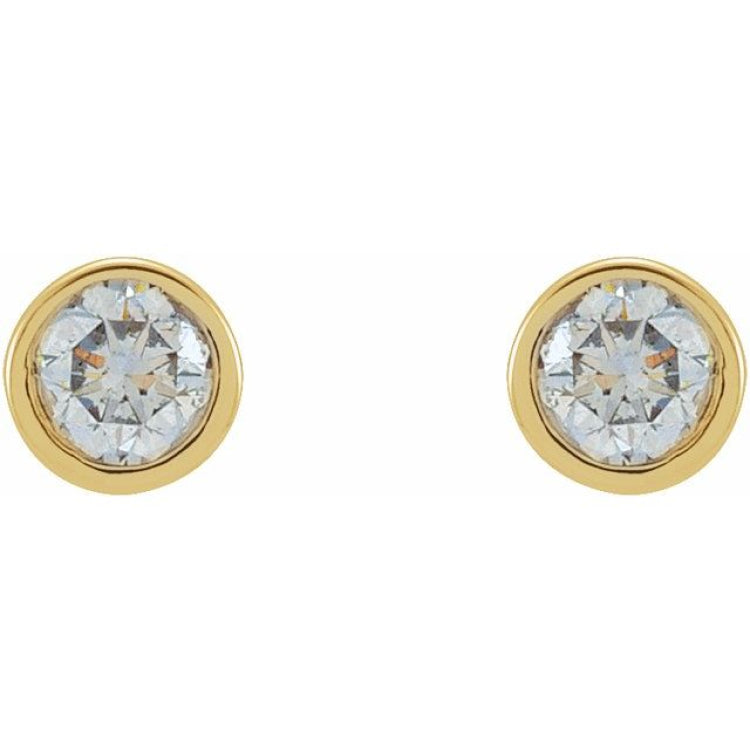 14K Yellow Gold 1/5 CTW Natural Diamond Micro Bezel-Set Earrings