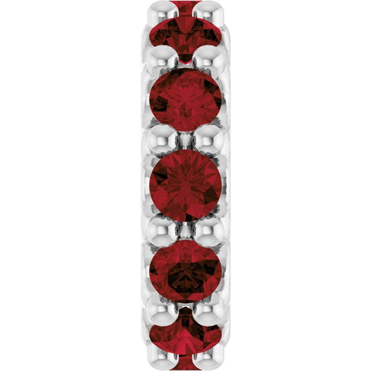 14K White Gold Natural Mozambique Garnet Spacer Charm/Pendant