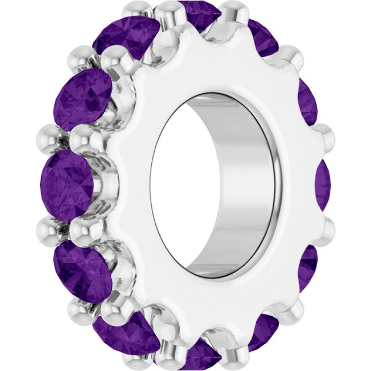 Sterling Silver Natural Amethyst Spacer Charm/Pendant