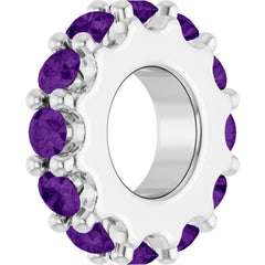 Sterling Silver Natural Amethyst Spacer Charm/Pendant