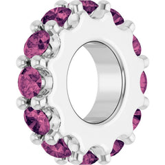 Sterling Silver Natural Pink Tourmaline Spacer Charm/Pendant