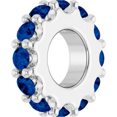 14K White Gold Natural Blue Sapphire Spacer Charm/Pendant