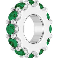 Sterling Silver Lab-Grown Emerald Spacer Charm/Pendant