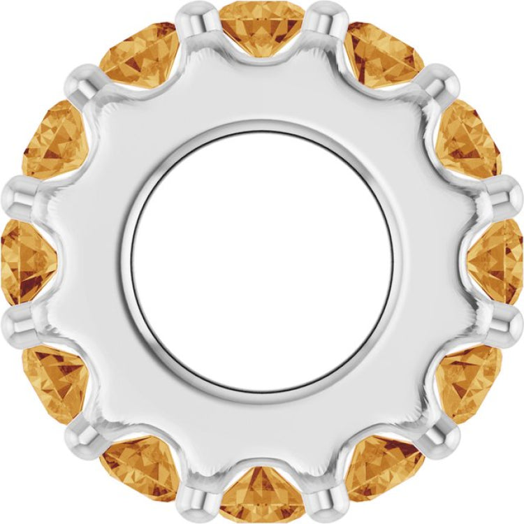 Sterling Silver Natural Citrine Spacer Charm/Pendant