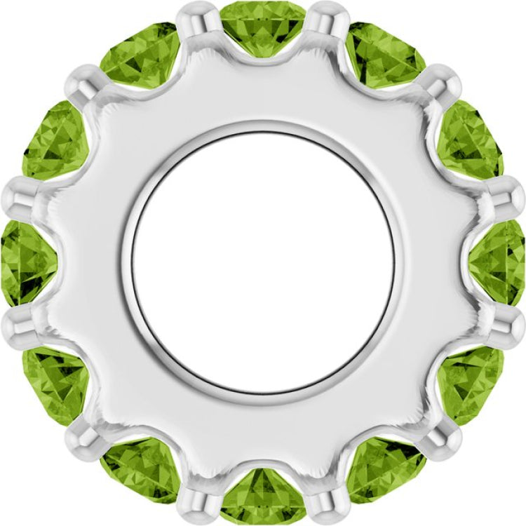 14K White Gold Natural Peridot Spacer Charm/Pendant