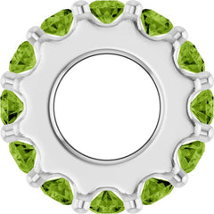 14K White Gold Natural Peridot Spacer Charm/Pendant