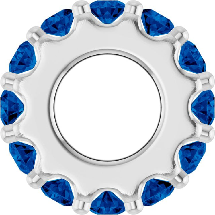 14K White Gold Lab-Grown Blue Sapphire Spacer Charm/Pendant
