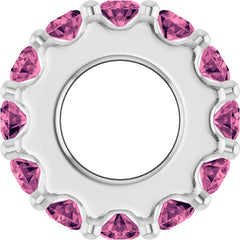 14K White Gold Natural Pink Tourmaline Spacer Charm/Pendant