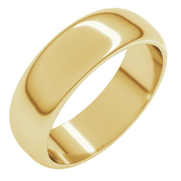 14K Yellow Gold 6 mm Half Round Band Size 8.5