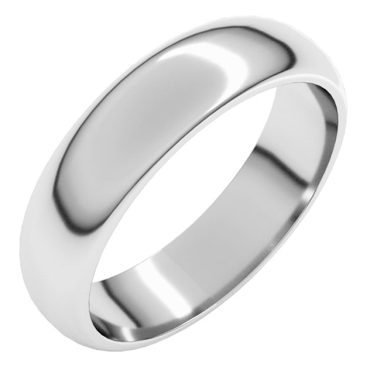 14K White Gold 5 mm Half Round Band Size 8.5