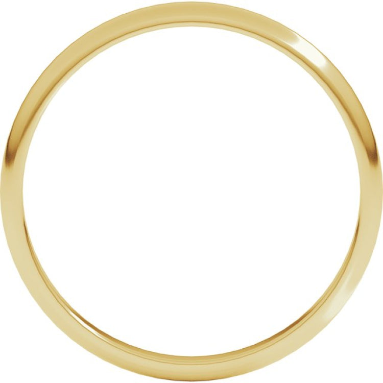 14K Yellow Gold 2 mm Lightweight Half Round Band Size 9.5