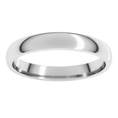 10K White Gold 3 mm Lightweight Comfort-Fit Half Round Band Size 7.5