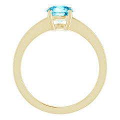 14K Yellow Gold Natural Aquamarine Solitaire Ring