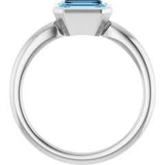 10K White Gold Natural Sky Blue Topaz Solitaire Ring