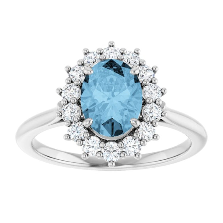 14K White Gold Natural Sky Blue Topaz  & 1/3 CTW Lab-Grown Diamond Ring