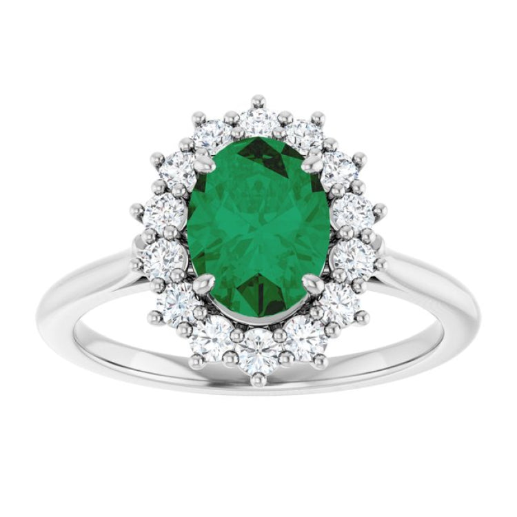 14K White Gold Lab-Grown Emerald & 1/3 CTW Lab-Grown Diamond Ring