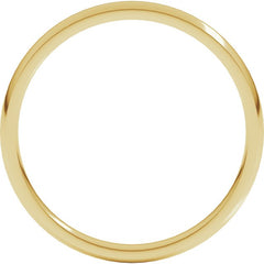 14K Yellow Gold 2 mm Lightweight Comfort-Fit Half Round Band Size 10