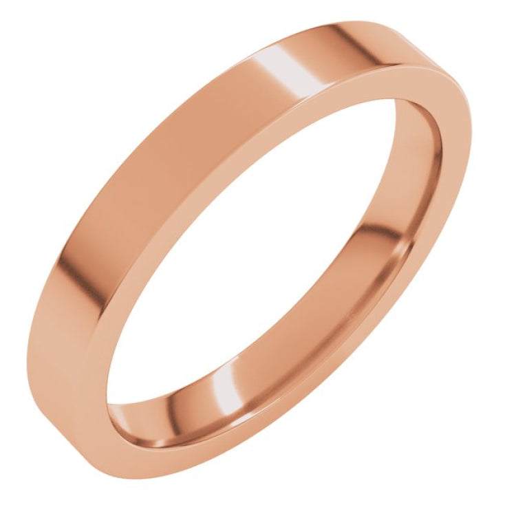 14K Rose Gold 3 mm Comfort-Fit Flat Band Size 4