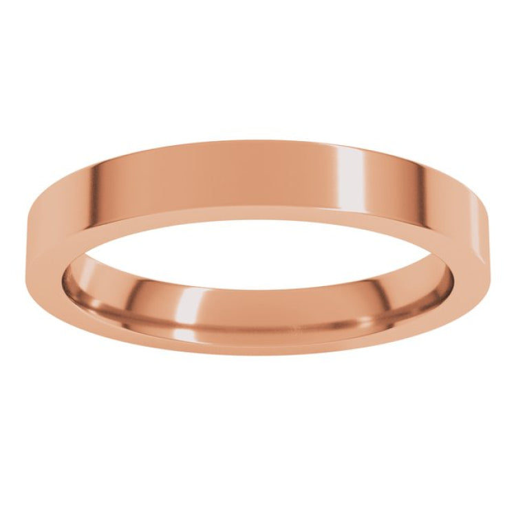 14K Rose Gold 3 mm Comfort-Fit Flat Band Size 4