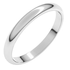 18K White Gold 2.5 mm Half Round Band Size 5