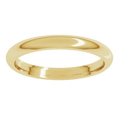 14K Yellow Gold 2.5 mm Comfort-Fit Half Round Band Size 6.5