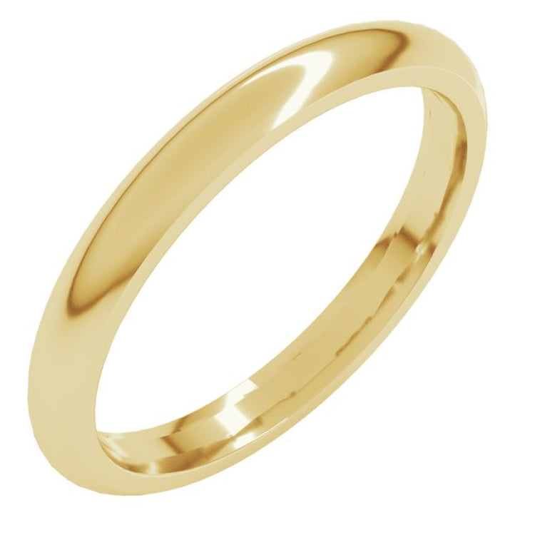 14K Yellow Gold 2.5 mm Comfort-Fit Half Round Band Size 9.5