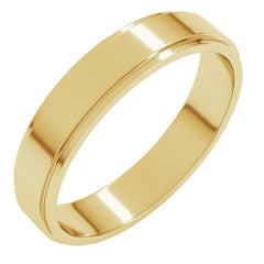 14K Yellow Gold 4 mm Stepped-Edge Flat Band Size 10